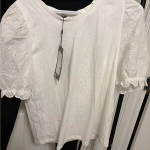 Culture White Eyelet Sleeve Blouse